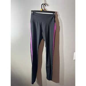 PINK ACTIVE Cotton High‎ Waist Full Length Legging Black Pink Stripe Small